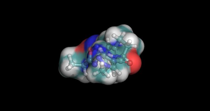 Aficamten, cardiovascular drug, 3D molecule spinning, 4K