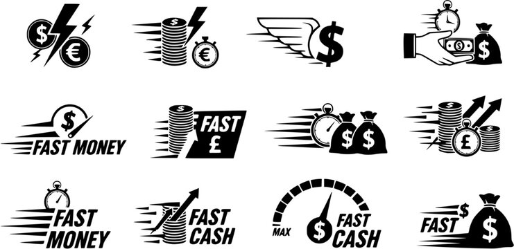 Fast money icon vector, Fast Cash logo template, Money logo designs