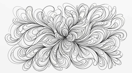 Fototapeta premium Intricate Floral Swirls Pattern, Black and White Hand Drawn Design