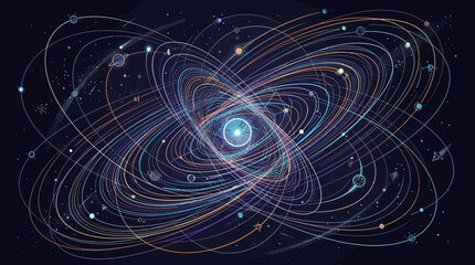 Fototapeta premium Abstract Cosmic Galaxy Swirl with Planets and Stars - Universe Concept