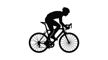 Obraz premium Road Cyclist Riding Bicycle Silhouette Vector Illustration