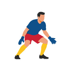Obraz premium Goalkeeper Ready To Catch Football Illustration Containing soccer athlete character goalkeeper gloves accessory and defensive sports action