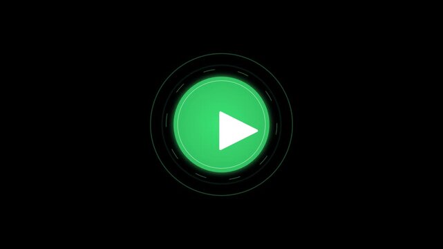 play button start video icon green screen animation