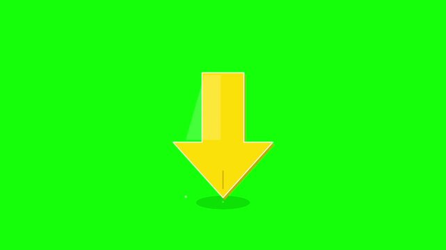 pointing down yellow arrow animation green screen