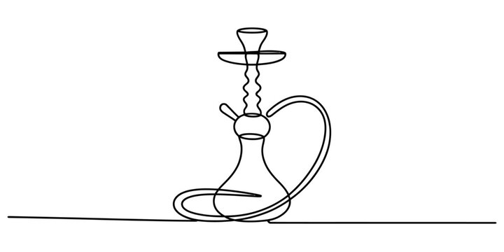 Hookah shisha pipe continuous single line drawing