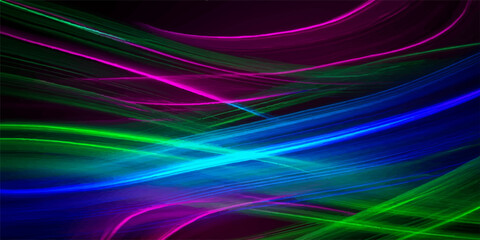 Abstract flowing neon lights create a vibrant and dynamic background, blending electric blue, vivid green, and striking pink hues in a fluid, ethereal dance of color. © LumenCraft