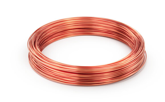Copper wire isolated on white - cut out png - 3d rendering