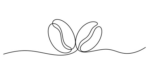 Obraz premium Continuous line drawing of two coffee beans