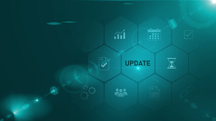 Fototapeta premium Update software computer program upgrade. optical lager light background
