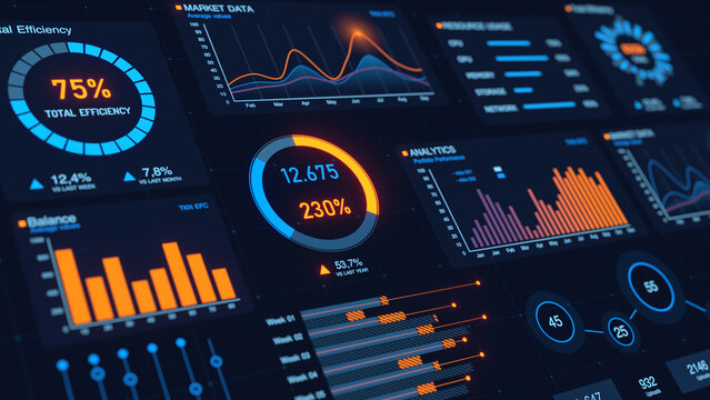 Financial Business data graph chart statistic concept. Marketing technology, Financial business graph chart - 3d rendering