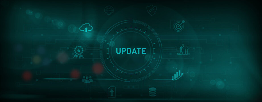 Update software computer program upgrade. optical lager light background