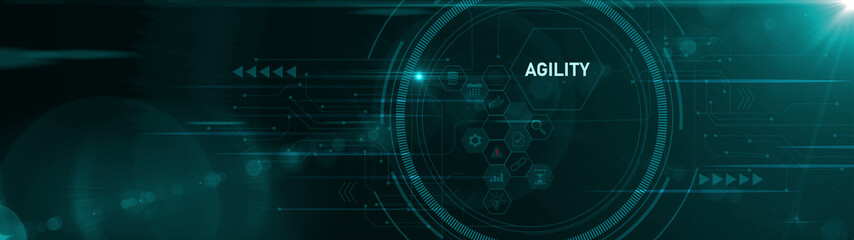 Naklejka premium Digital world agility business concept icons. optical lager light background