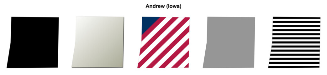 Fototapeta premium Andrew (Iowa) blank outline map set