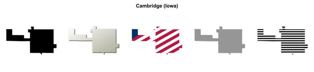 Fototapeta premium Cambridge (Iowa) blank outline map set