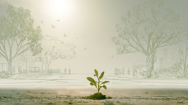 Small Sapling with Future Possibility and Copy Space