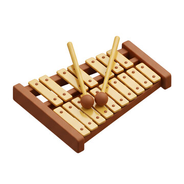 3D Render of a Toy Xylophone with Mallets