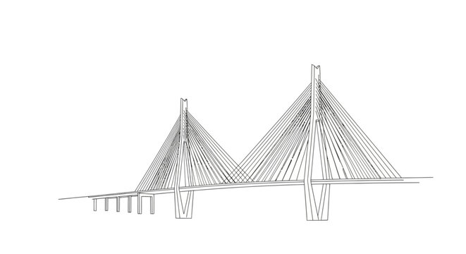 Cable-stayed bridge, modern architecture, infrastructure concept, transportation background