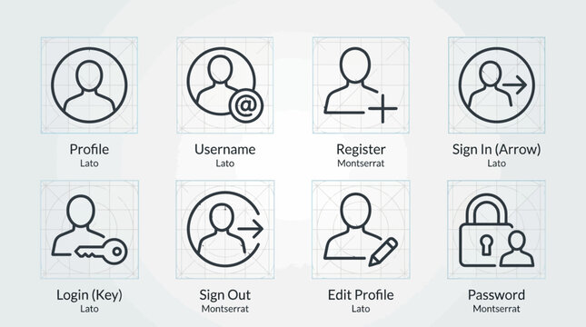 User Account Icons Set For Web And Mobile Applications.