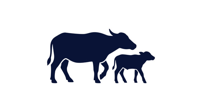 Buffalo cow with calf maternal bond wildlife icon