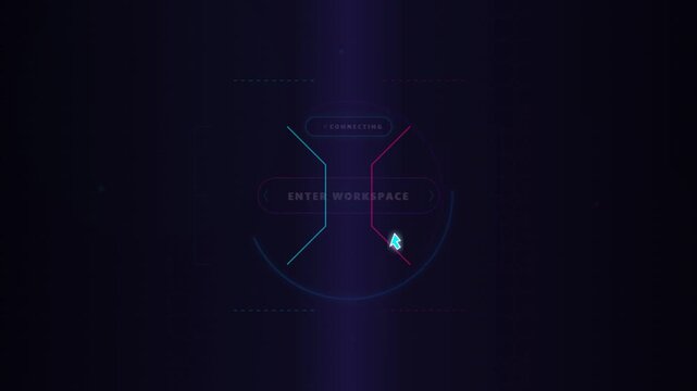 Futuristic digital interface loading animation for workspace access