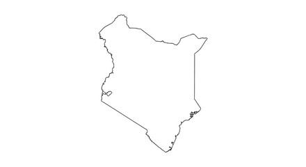 Kenya map outline, african country border, geography illustration © Steven