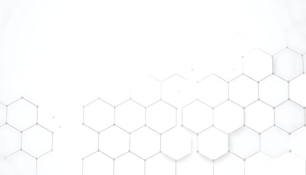Abstract geometric background with interconnected hexagonal shapes and subtle dot patterns, clean, modern, technological design