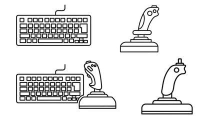 Computer gaming controllers and keyboards, gaming setup, illustration © Steven