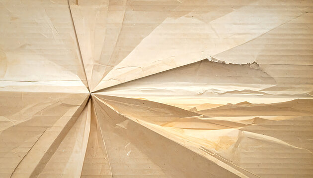 abstract geometric pattern radiating from center, pixelated landscape overlay, warm neutral tones, digital art texture