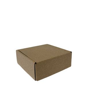 kraft cardboard box isolated on transparent background, open and close packing mockup