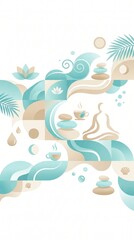 Obraz premium Abstract Geometric Illustration of Coastal Wellness Retreat for Travel and Self-Care Content