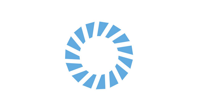 Blue loading spinner circle dots icon on transparent background