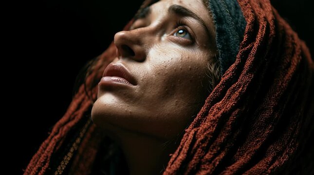 Biblical woman, Mary Magdalene Looking to God. A powerful and emotional depiction of the biblical character	