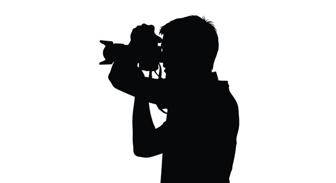 Photographer with camera silhouette on transparent background