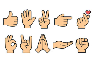 Fototapeta premium Colorful Hand Gestures Vector Pack