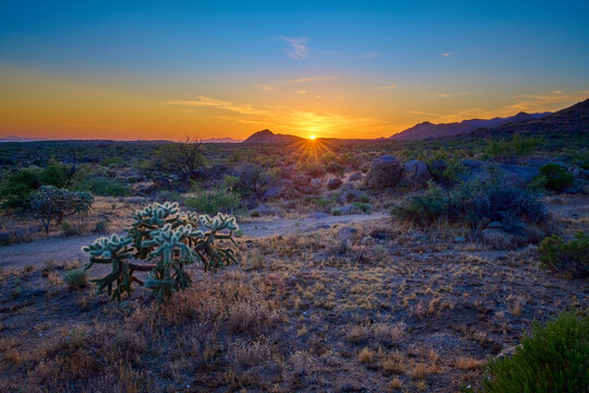 Sunset at 24 Hours in The Old Pueblo in the Sonoran Desert close to Tucson Arizona.