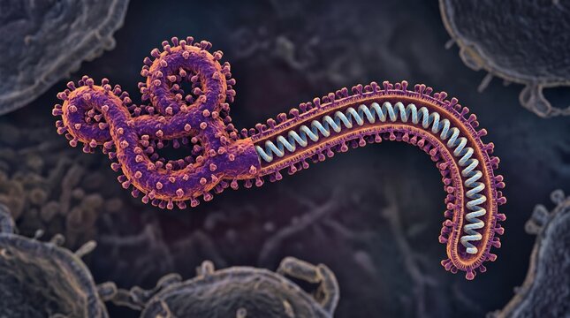 3d illustration of ebola virus particles