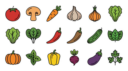 Fototapeta premium Collection of Fresh Vegetables and Herbs Isolated on White Background.