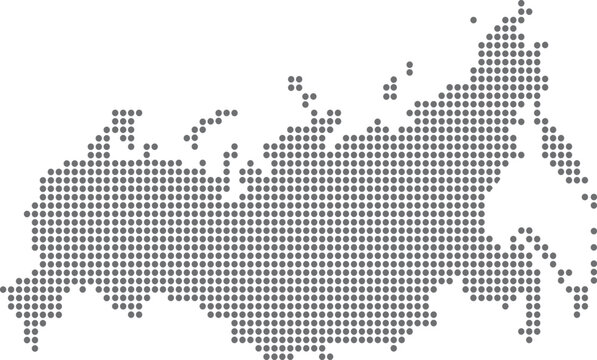 Pixelated map of Russia dot art illustration for geography and travel concepts 