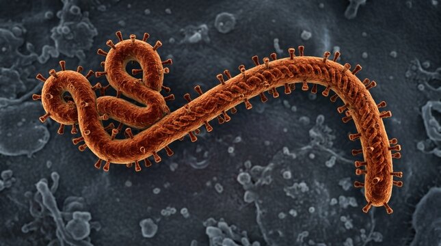 Ebola virus particle scanning electron micrograph