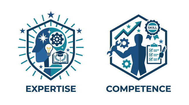 Expertise and competence icons representing knowledge and skill.