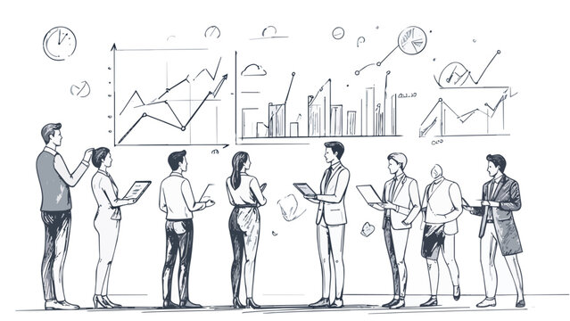 Business team analyzing financial data and growth charts