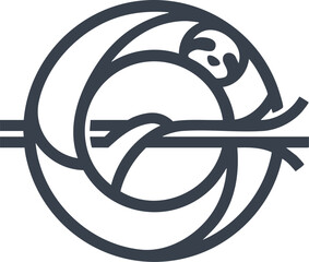 Obraz premium Minimalist Sloth Circular Line Art Logo Icon Vector