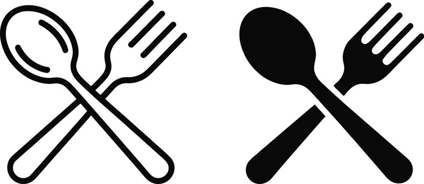 Spoon and fork restaurant sign vector illustration featuring modern dining symbol for cafe and food branding.