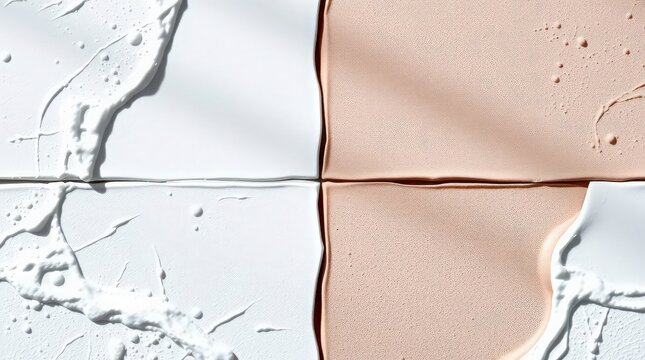 Close-up of textured skincare product samples