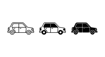 Fototapeta premium Compact Car Icons, Simple Vehicle Silhouettes, Modern Auto Graphics, Vector Set
