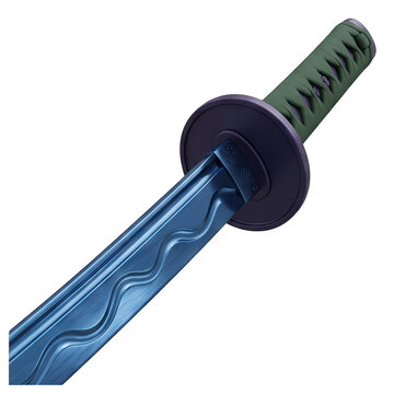 Blue Katana Sword with Green Handle
