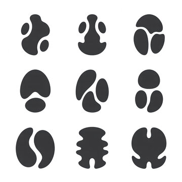 Set of organic abstract blob shapes, liquid amoeba forms, fluid design elements, vector icons