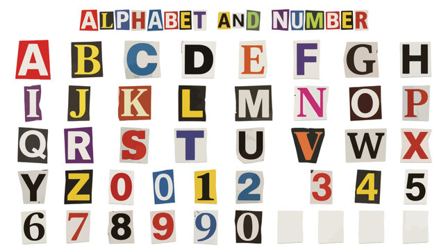 Colorful Ransom Note Style Alphabet and Numbers Vector Set for Creative Collages, Anonymous Messages & Graphic Design Projects (EPS)