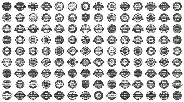 Vintage Retro Badge and Seal Collection Vector Illustration for Product Branding, Quality Certification & Marketing Labels (EPS)