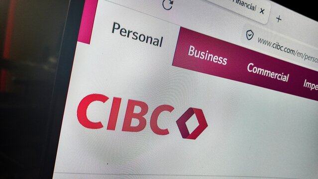 internet browser window with CIBC website displayed